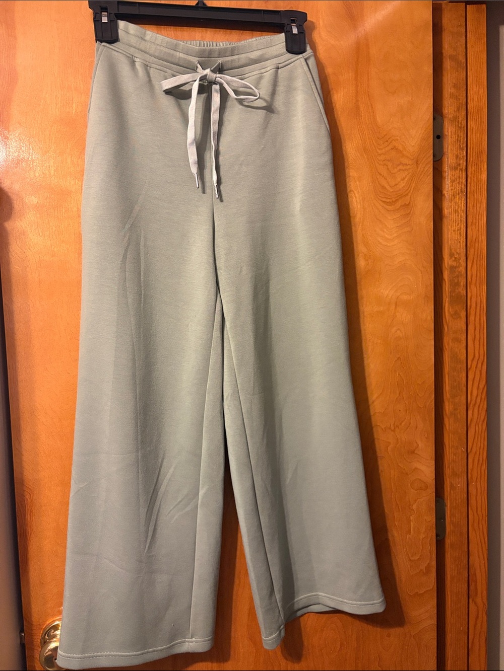 Wide-Leg Drawstring Lounge Pants in Sage Green small